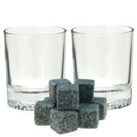 Whiskyglazen - set 4x stuks - 300 ml - incl. 9x whisky ijsblokken - cadeau set - thumbnail