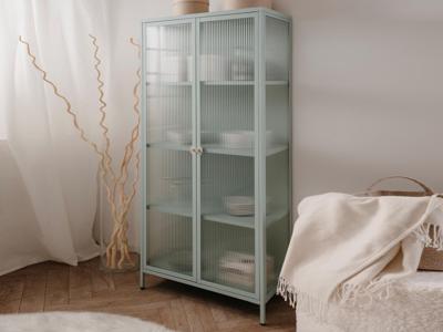Vitrinekast MILLIE 2 deuren mintgroen