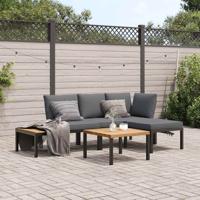4-delige Loungeset met kussens aluminium zwart