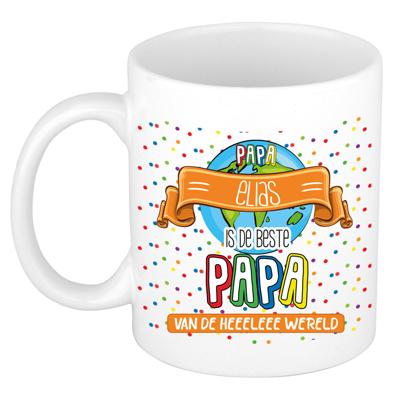 Naam mok papa Elias - wit - de beste - keramiek - 300 ml - Vaderdag/verjaardag