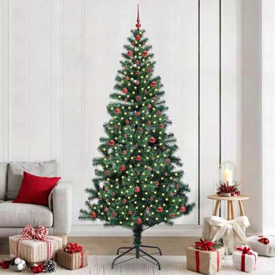 VidaXL Kunstmatig voorverlicht kerstboom groen 240 cm pvc en metaal