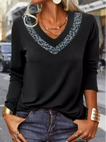 Leopard Casual V Neck T-Shirt - thumbnail