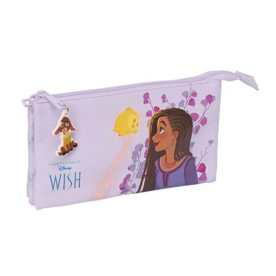 Pennenetui met 3 vakken Wish Lila 22 x 12 x 3 cm