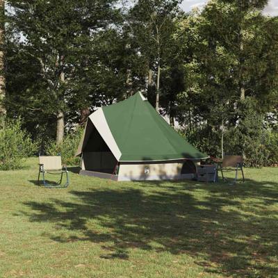 Familie Tipi Tent met dak Groen en beige 400 x 346 x 250 cm