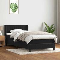 Boxspring met matras fluweel zwart 90x210 cm