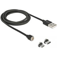 Delock USB-kabel USB 2.0 USB-A stekker, USB-C stekker, USB-micro-B stekker 1.10 m Zwart 85723 - thumbnail