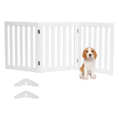 Afsluitrooster voor Honden 60 cm Hoog Beschermrooster Hout Traphek Hondenafsluitrooster Flexibel Deurbeschermingsrooster (3 Panelen, Wit)