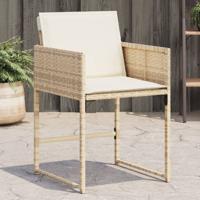 Tuinstoelen 4 st met kussens poly rattan beige Tuinstoelen 4 st met kussens poly rattan beige