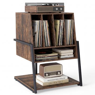 Platenrek Vinylplatenrek Houten Platenrek voor de Studeerkamer en de Muziekkamer 54 x 57 x 76,5 cm-Bruin