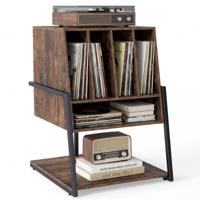 Platenrek Vinylplatenrek Houten Platenrek voor de Studeerkamer en de Muziekkamer 54 x 57 x 76,5 cm-Bruin