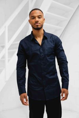 Pure Path Casual Overhemd Heren Donkerblauw - Maat S - Kleur: Donkerblauw | Soccerfanshop