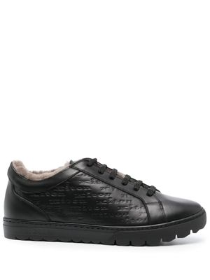 Kiton baskets en cuir à logo embossé - Noir