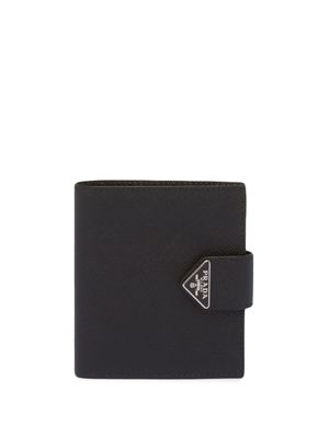 Prada portefeuille en cuir Saffiano à plaque logo - Noir