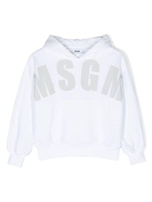 MSGM Kids hoodie en coton à logo imprimé - Blanc