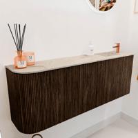 Toiletmeubel Mondiaz Joya Dlux | 111.6 cm | Meubelkleur Walnut | Faye wastafel Frappe Wasbak Rechts | 1 kraangat