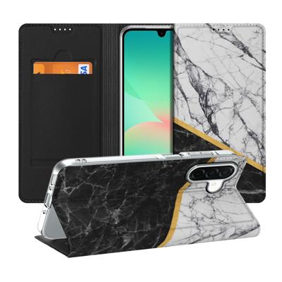Samsung Galaxy A26 | Standcase | Marmer Wit Zwart - Origineel Cadeau Man Samsung Galaxy A26 | Standcase | Marmer Wit Zwart - Origineel Cadeau Man