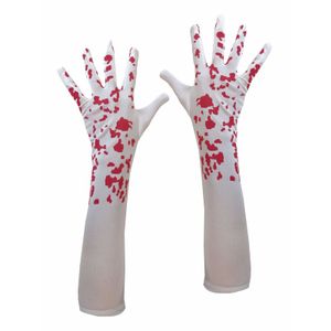Bebloede witte handschoenen voor dames   -