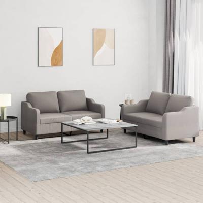 2-delige Loungeset met kussens stof taupe