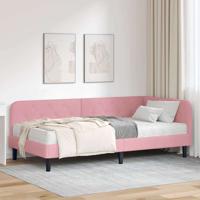 Hoekbedframe met matras met hoofdeinde Roze 90 x 190 cm Fluweel