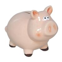 Spaarpot Varken - dieren thema - 11 x 17 x 14 cm - roze - keramiek - kinderen