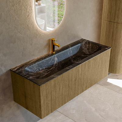 Badmeubel Mondiaz Kurve-Dlux | 120 cm cm | Meubelkleur Dusk | Wastafelkleur Lava | Solid surface | Wasbak midden spoelbak | 1 kraangat