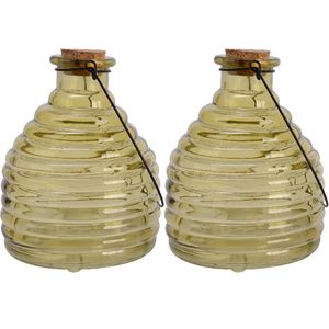 2x wespenvanger/wespenval met hengsel - glas - lichtgroen - D13 x H17 cm