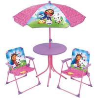Tuinmeubelen - FUN HOUSE - Gabby tuinmeubelen en de Magic House Tafel 46 x 46 cm 2 klapstoelen parasol 125 x 100 cm