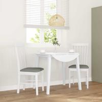 Eetkamerstoelen met kussens 2 st massief hout rubber wit Eetkamerstoelen met kussens 2 st massief hout rubber wit