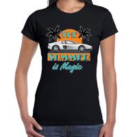 Toppers verkleed T-shirt dames - The summer is Magic - zwart - Miami auto - Tropische feestkleding