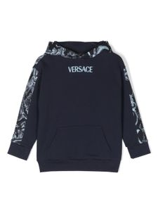 Versace Kids hoodie en coton à imprimé Barocco - Bleu