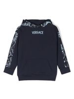 Versace Kids hoodie en coton à imprimé Barocco - Bleu