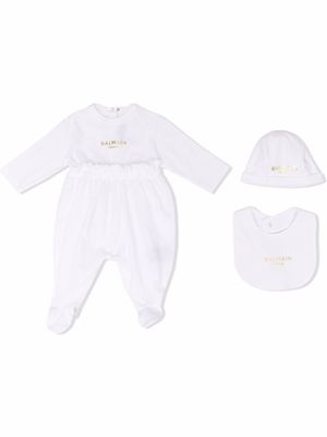 Balmain Kids trousseau de naissance à logo imprimé - Blanc
