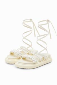 Sandalen strikbandje plateauzool - WHITE - 38