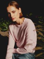Ronde hals cashmere trui met schouderdetail