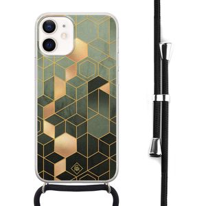 iPhone 12 mini hoesje met koord - Kubus groen