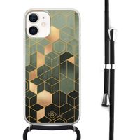iPhone 12 mini hoesje met koord - Kubus groen