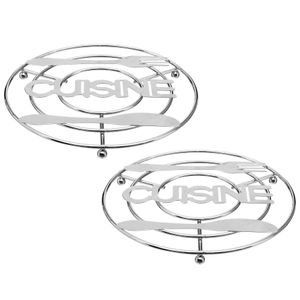 2x Stuks ronde pannen onderzetter zilver Cuisine 20 cm van verchroomd metaal