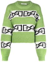 Gestuz pull en maille intarsia à col rond - Vert