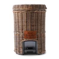 Rivièra Maison - Stijlvolle Prullenbak in B13 - Bruin van R12 - Slimit Rattan met een Hoogte van 40 cm