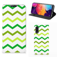 Samsung Galaxy A50 Hoesje met Magneet Zigzag Groen - thumbnail