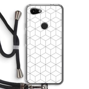 Zwart-witte kubussen: Pixel 3a Transparant Hoesje met koord