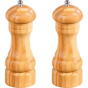 Bamboe houten peper- en zoutstel 16 cm