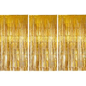 Folie deurgordijn versiering - 3x - goud - 200 x 100 cm - Feestartikelen - Brandvertragend