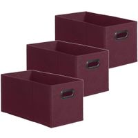 Set van 3x stuks opbergmand/kastmand 7 liter aubergine paars linnen 31 x 15 x 15 cm - thumbnail