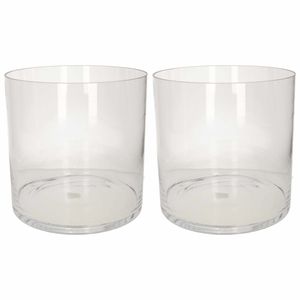 2x Transparante home-basics cylinder vaas/vazen van glas 30 x 30 cm