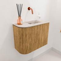 Toiletmeubel Mondiaz Joya Dlux | 51.6 cm | Meubelkleur Oak | Faye wastafel Nata Wasbak Rechts | Zonder kraangat(en)