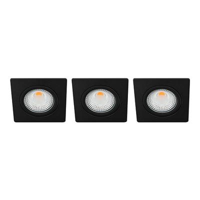 Set 3x Bella Ondiepe LED spot kantelbaar 5Watt vierkant ZWART dimbaar