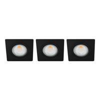 Set 3x Bella Ondiepe LED spot kantelbaar 5Watt vierkant ZWART IP65 dimbaar