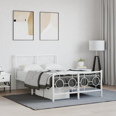 Bedframe met hoofd- en voeteneinde metaal wit 120x200 cm