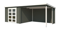 Blokhut met overkapping Manuel 600x275 Green Grey-Wit - Outdoor life